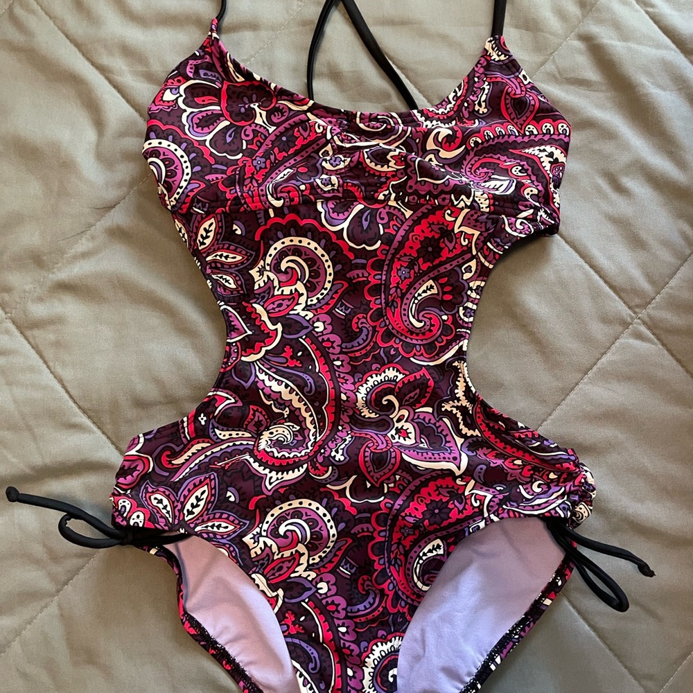 Prana paisley cutout one piece swimsuit